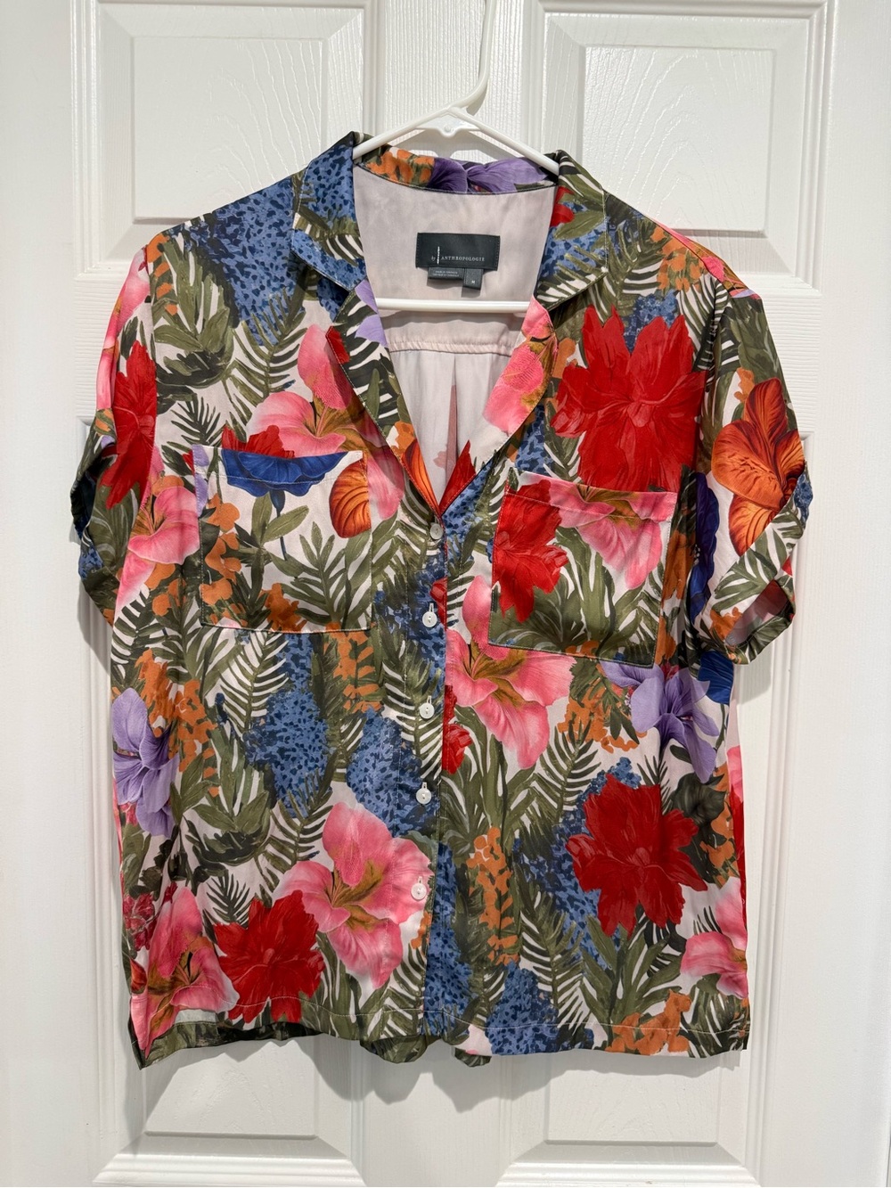 Tropical Floral Short-Sleeve Button-Up Shirt - Multicolor